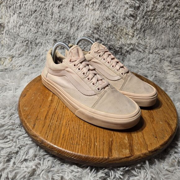 Vans Old Skool Womens 9.5 Mens 8 Pink Blush Canvas Monochrome Skateboard Shoe - Picture 1 of 14